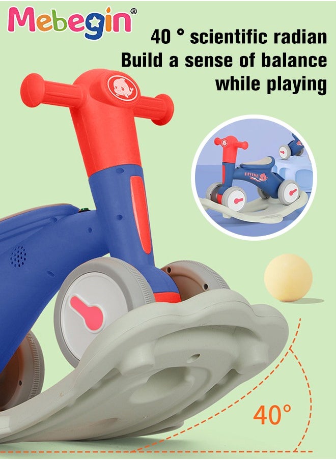 MEBEGIN - 2 in 1 Interactive Rocking Horse with Rocking Base and Music, Fun Toddler Rocker with Rocking and Sliding Ways to Play, Removable Ride-on Rocking Animal with 4 Silence Wheels, Creative Early Education Toy, Easy to Swing and Assemble - Image 1