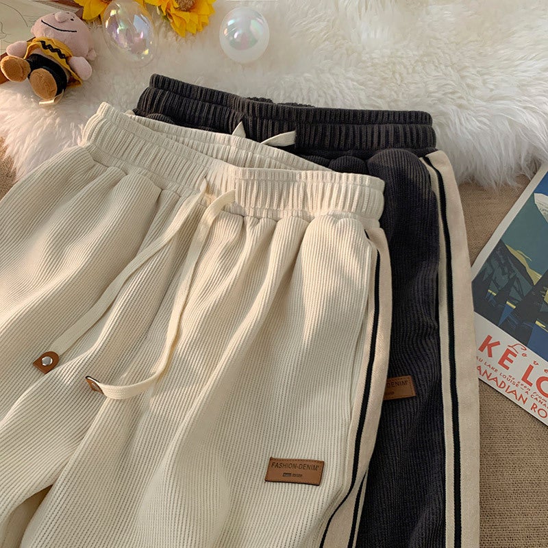Corduroy Pants Men'S 2022 Teenagers Loose Straight Wide Leg Pants Fashionable Boys Sports Casual Pants - Image 1