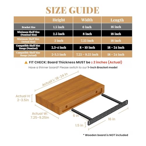 Craftersmark 2pcs Floating Shelf Bracket Heavy Duty Hidden Metal Brackets for ShelfInvisible Shelves Hardware Without Jig 16 x 6 x 15 Without Tools - Image 3