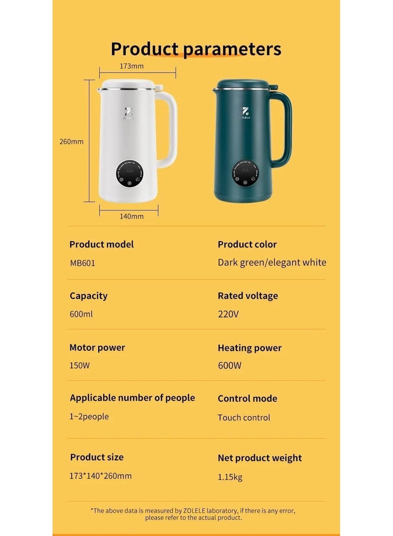 ZOLELE MB601 Multi-Funtional Juice Blender & Electric Kettle with 10 Stainless Steel Blades, 4 Blending Modes & 600ml and Capacity BPA-Free - Green - Image 3