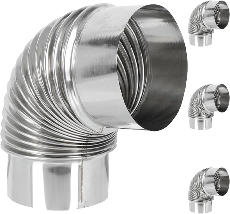 VICASKY 4pcs 6cm Stainless Steel Elbow Stove Pipe 90-Degree Exhaust Flue Pipe for Gas Water Heater Venting Residential and Commercial Heating Systems - Image 1
