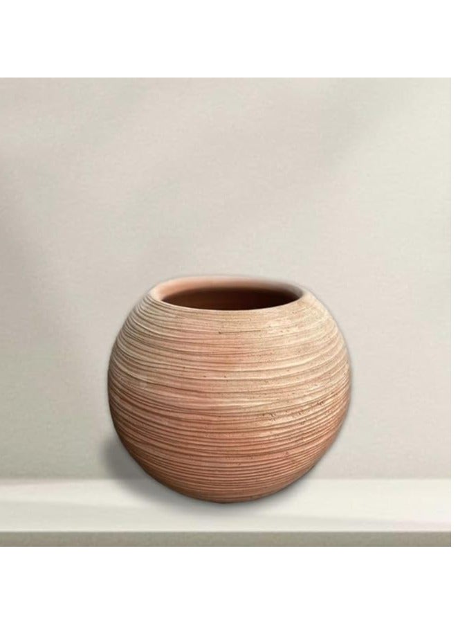 Round ribbed pottery pot (30) - Image 2