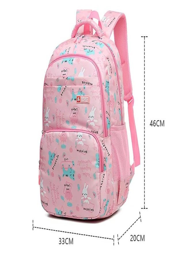 Raahha Stylish Printed Waterproof Backpack for Unisex Kids | Adjustable Strap with Zipper | Ideal for School and Daily use (Light Pink) - Image 3