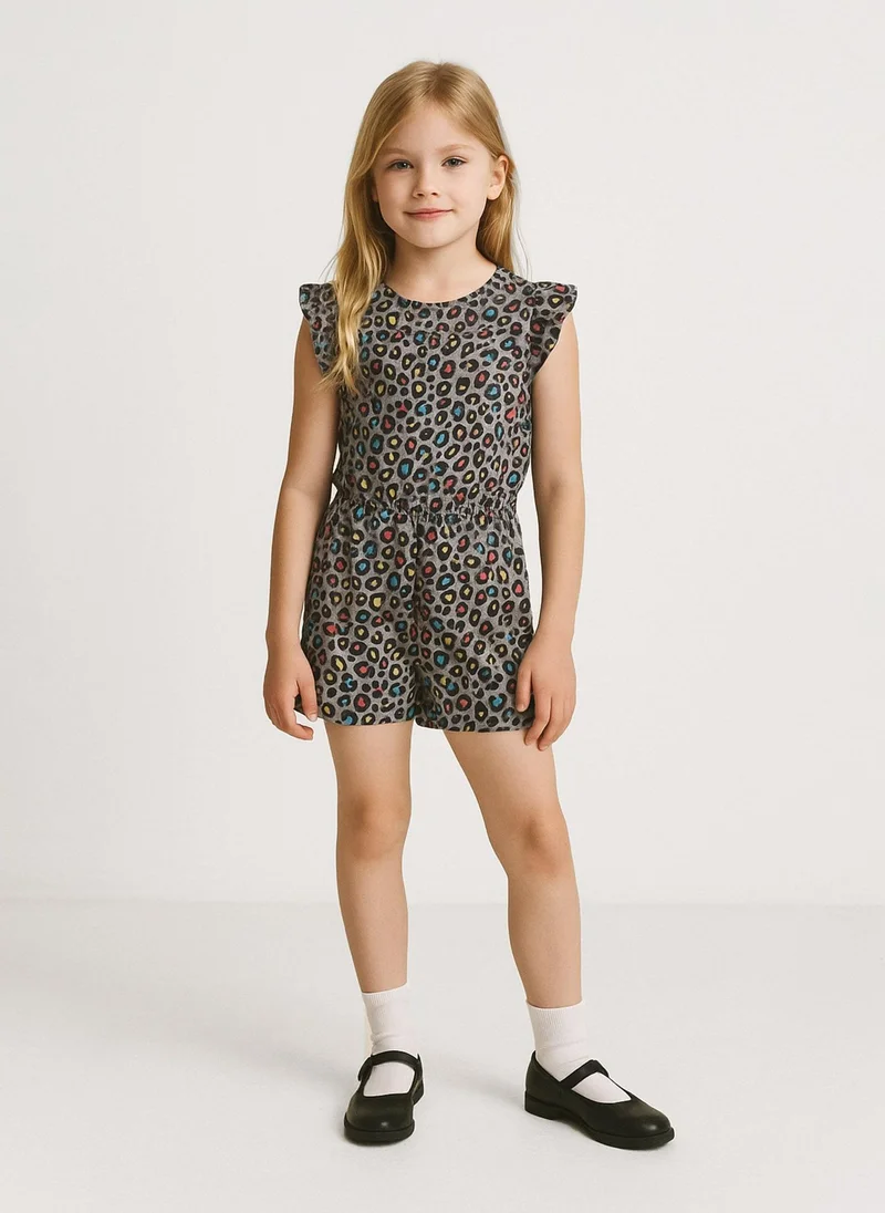 MINOTI Girls Playsuit Sleeveless Ruffle Trim Elastic Waist All Over
