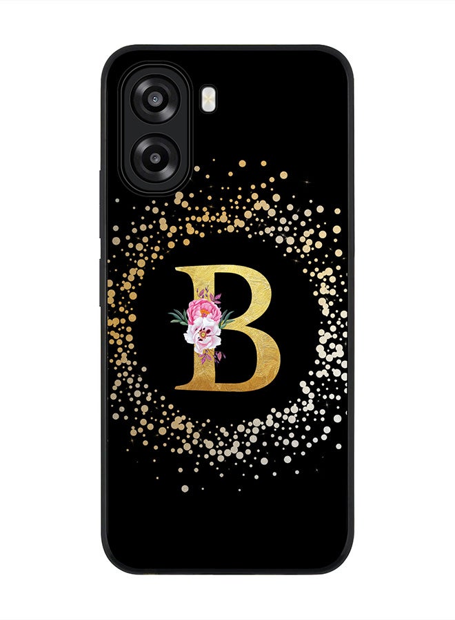 Stylizedd For Oppo A6t 5G / A6t 4G Case,Slim fit Camera Protection, Shockproof Thin Phone cover  - Custom Monogram Floral - B ( Black ) - Image 1