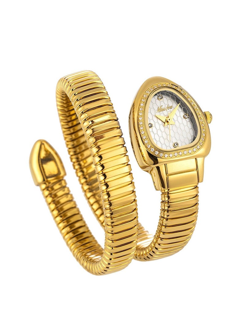 مس_فوكس المرأة ووتش الثعبان ووتش سوار رأس الثعبان الفولاذ المقاوم للصدأ مع الماس ووتش الثعبان - Image 1