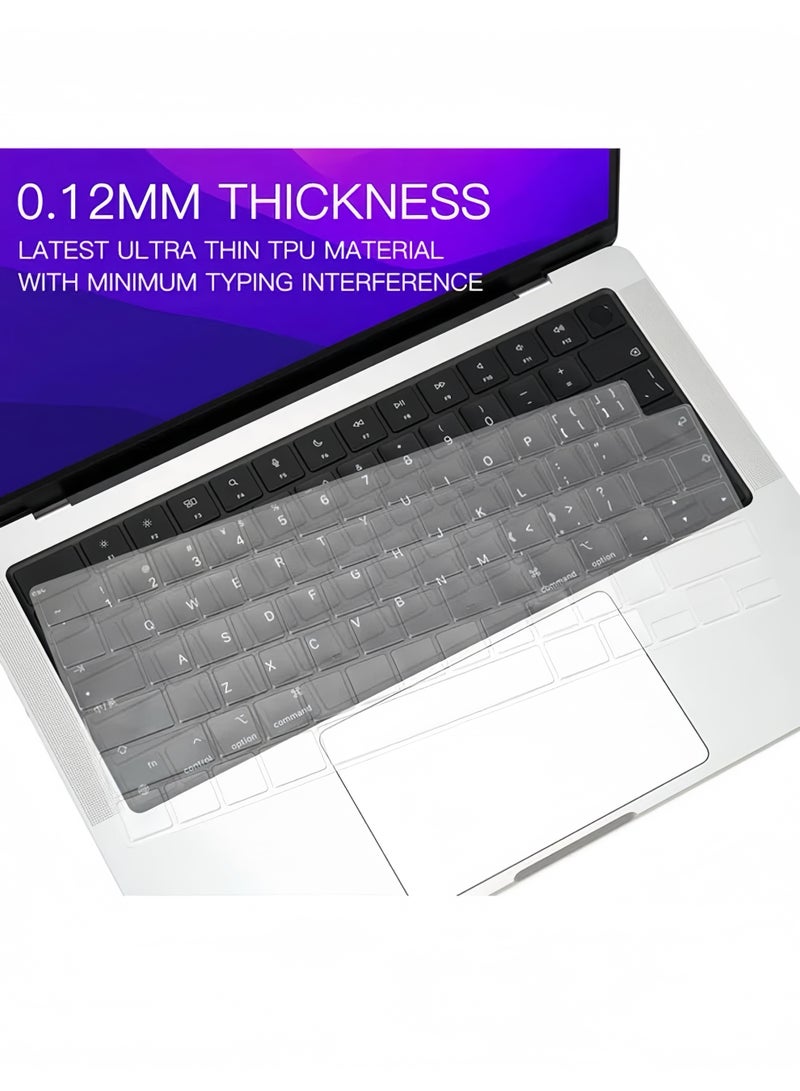 Lee Yon Premium Keyboard Cover Ultra Thin Protector Skin for 2025-2021 MacBook Pro 14 16 inch M4 M3 M2 M1 Pro/Max, MacBook Air 15" 13.6" M4 M3 M2 Chip A3241 A3114 A2941 A3240 A3113 A2681, US ANSI Layout   ( Transparent ) - Image 4