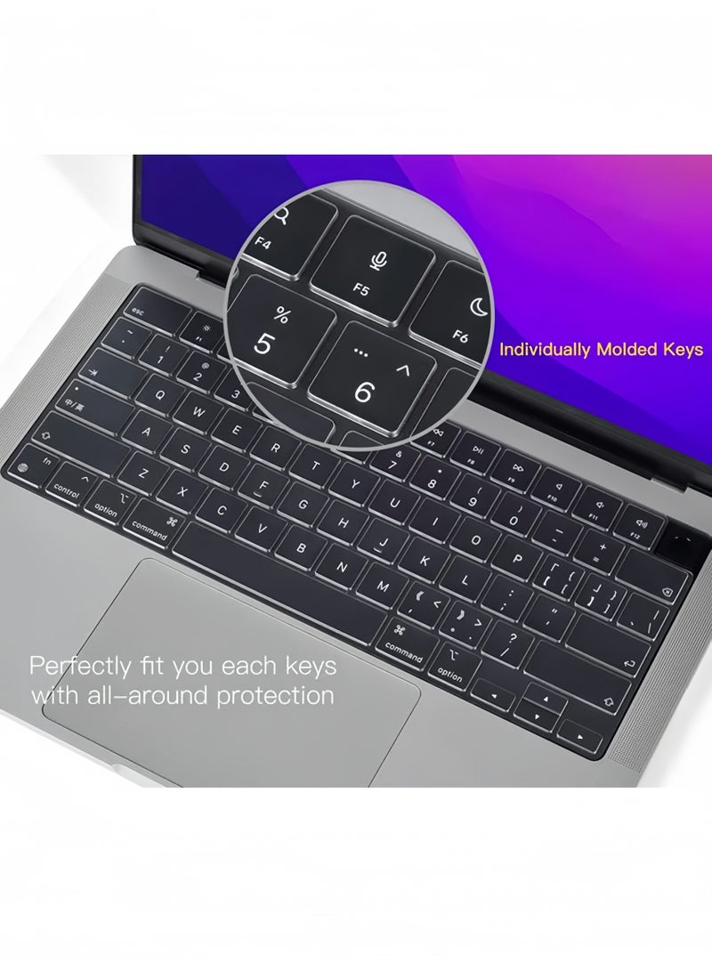 Lee Yon Premium Keyboard Cover Ultra Thin Protector Skin for 2025-2021 MacBook Pro 14 16 inch M4 M3 M2 M1 Pro/Max, MacBook Air 15" 13.6" M4 M3 M2 Chip A3241 A3114 A2941 A3240 A3113 A2681, US ANSI Layout   ( Transparent ) - Image 5