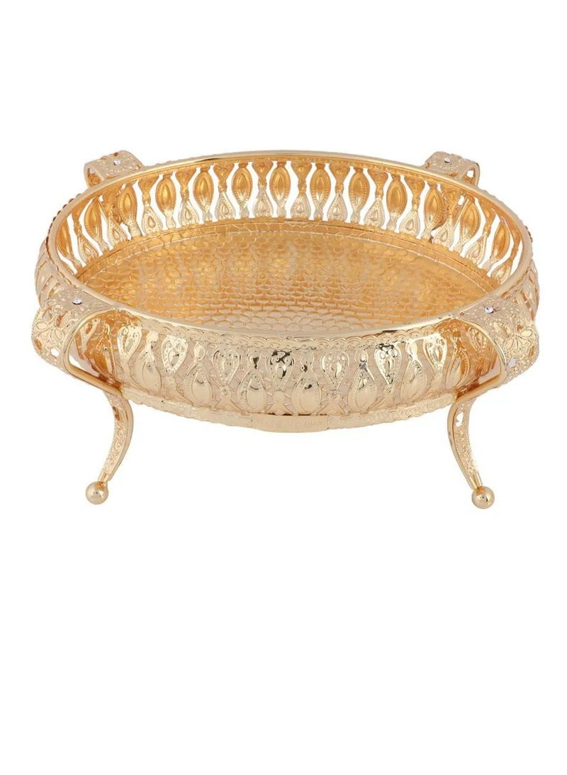 Abraj Iron Oval Tray - 601G226M (Gold) - Image 2