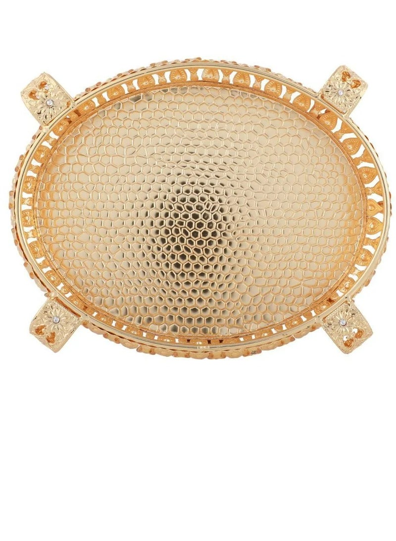 Abraj Iron Oval Tray - 601G226M (Gold) - Image 3