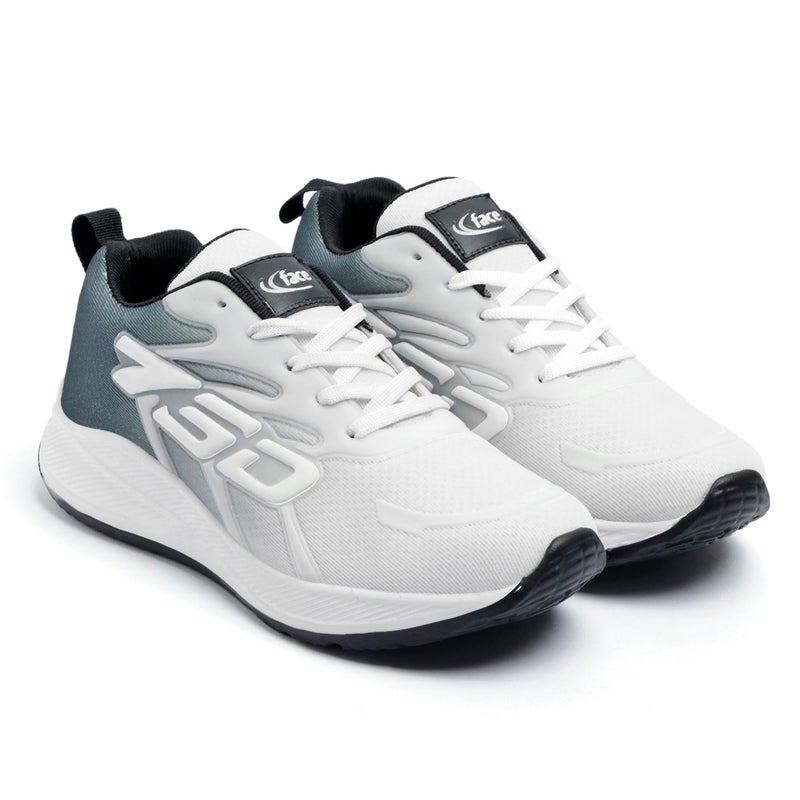 Face Men's Sneakers in White and Grey for Active Lifestyle - Image 4