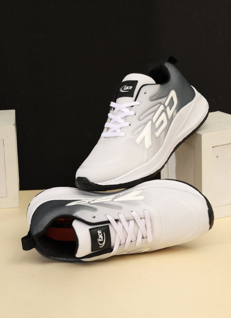 Face Men's Sneakers in White and Grey for Active Lifestyle - Image 2