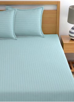 MAXQON Fitted Elastic Bedsheet Set With Pillow Covers, King/Queen/Double/Single Sizes, Color Sky Blue  - Image 2