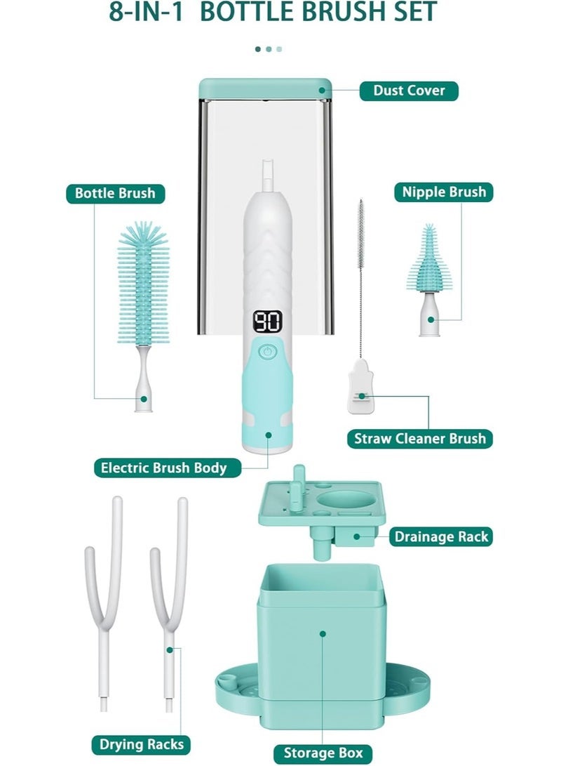 general Electric Baby Bottle Brush Cleaner Baby Bottle Washer 8 in 1Automatic Bottle Cleaning Brush Set - Image 5