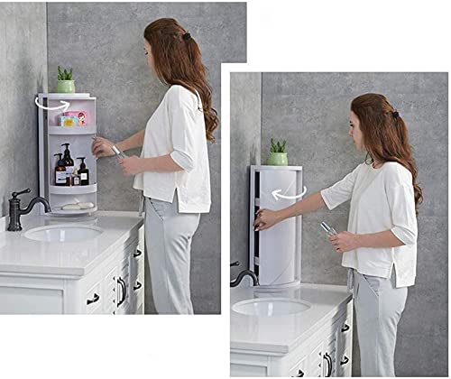 Olpad MultiFunction Bathroom Triangle Storage Rack 360 Degree Rotating Triangle Shelf Organizer Plastic DustProof Waterproof Corner Rack for Bathroom Kitchen Bedroom Medium - Image 5