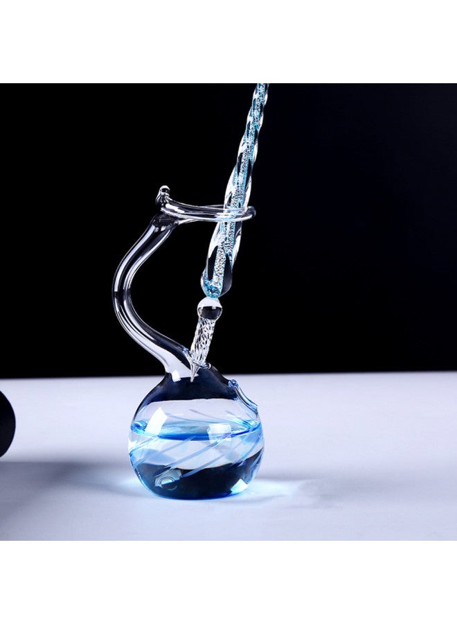 Earlyred Calligraphy Pen Set Handmade Glass Dip Pen Holder Crystal Drip Fountain Pen Writing Signatures Pen Ink Washing Inkwell Pen Decoration Office Student Gift Blue (Not Ink) - Image 1