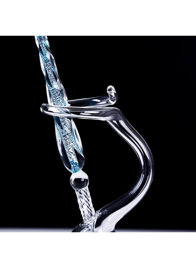 Earlyred Calligraphy Pen Set Handmade Glass Dip Pen Holder Crystal Drip Fountain Pen Writing Signatures Pen Ink Washing Inkwell Pen Decoration Office Student Gift Blue (Not Ink) - Image 3