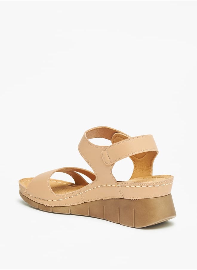 Le Confort - Womens Solid Strappy Wedge Heeled Sandals With Hook And Loop Closure - Image 1