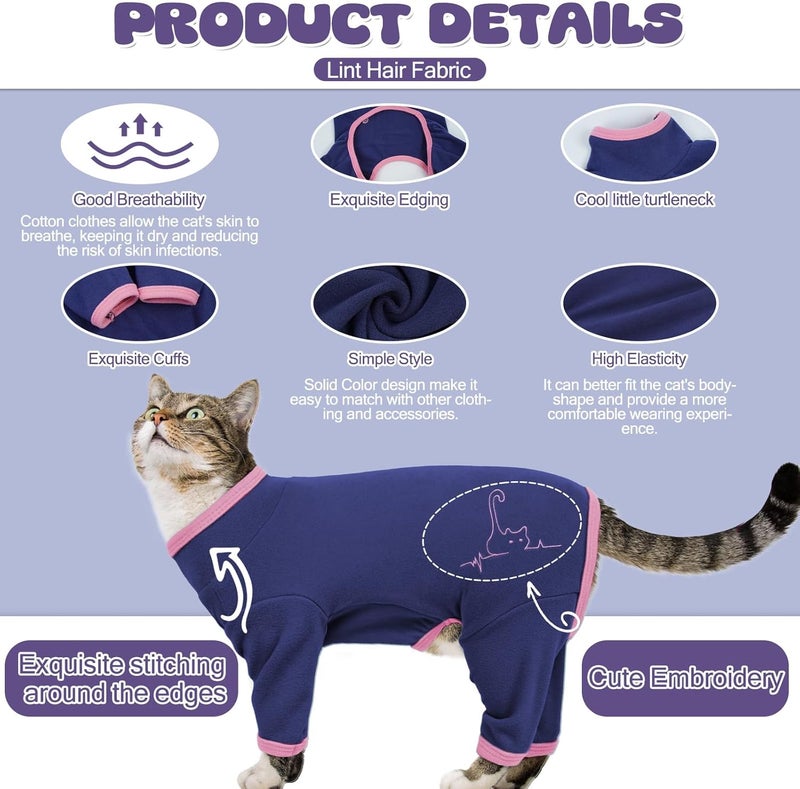 ADNIKIA Cat Pajamas for Cats Only, Sticky Hair Cat Clothes, Sphynx Hairless Cats Sweater, Recovery Suit After Surgery, Prevent Lost Hair Kitten Onesie Shirts Costumes Outfits for Pet - Image 3