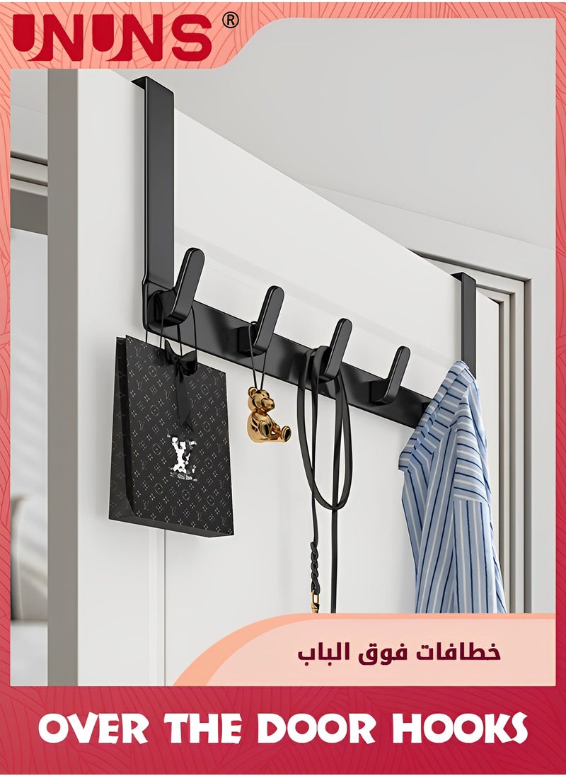 UNUNS خطافات فوق الباب، وخطافات تعليق الباب، ورفوف المناشف فوق الباب مع 5 خطافات معطف لتعليق الملابس والمناشف، وإكسسوارات الحمام، تناسب الباب السميك 1-3/4 بوصة  - Image 1