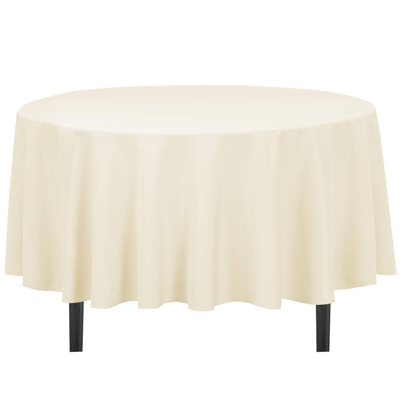 LinenTablecloth 90Inch Round Polyester Tablecloth Ivory