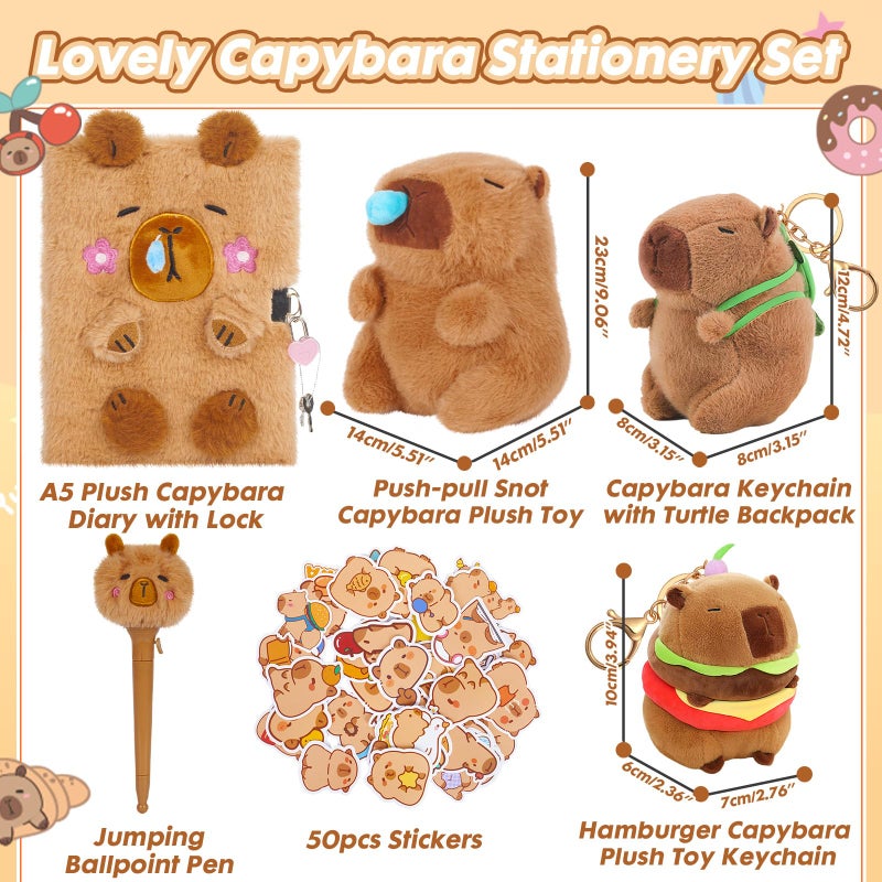 YOYTOO Capybara Gifts for Girls, Kids Capybara Plush Toys Set with Capybara Stuffed Animal, Secret Diary, Ballpoint Pen, Stickers, Birthday Gifts for Little Girls Age 5 6 7 8 9 10-12 Years Old - Image 2