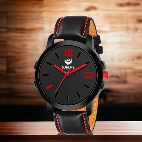 LORENZ Leather Cm-2044Wl-01 Men'S Analog Watch With Wallet Combo (Black) - Image 3