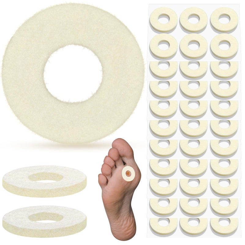 Threlaco 60 Pcs Felt Callus Cushions for Bottom of Foot Round Feet Corn Pads Adhesive Foot Callus Pads Soft Callous Cushions Bulk for Women Men Feet Toes Heel Pain ReliefBeige