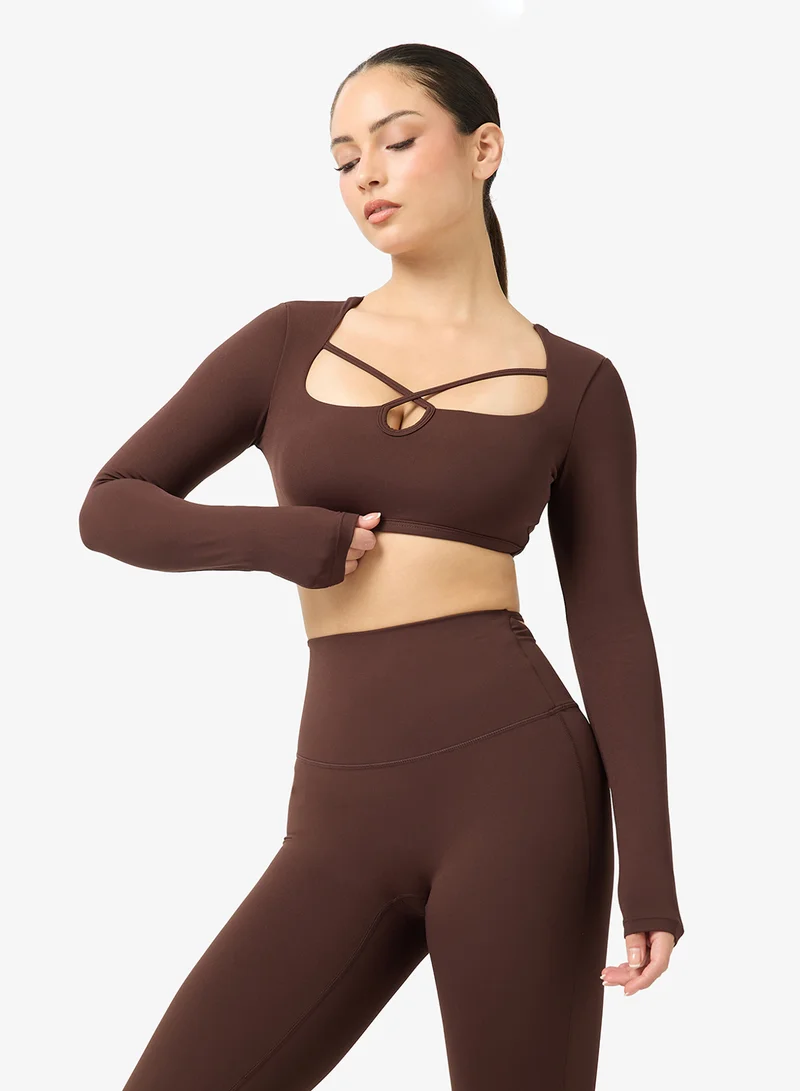 FRWD  Soft Touch Square Neck Cutout Detail Top & Flared Legging Set for Women | Best Price UAE