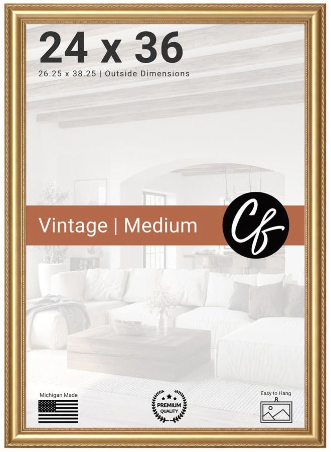Craig Frames 24x36 Picture Frame, Victoria Ornate Gold Wood, Wall Hanging - Image 1
