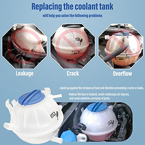 LEIMO KPARTS Radiator Coolant Overflow Reservoir Expansion Recovery Tank for VW Jetta Golf Volkswagen Passat Beetle Audi A3 Replaces# 1k0121407a - Image 4