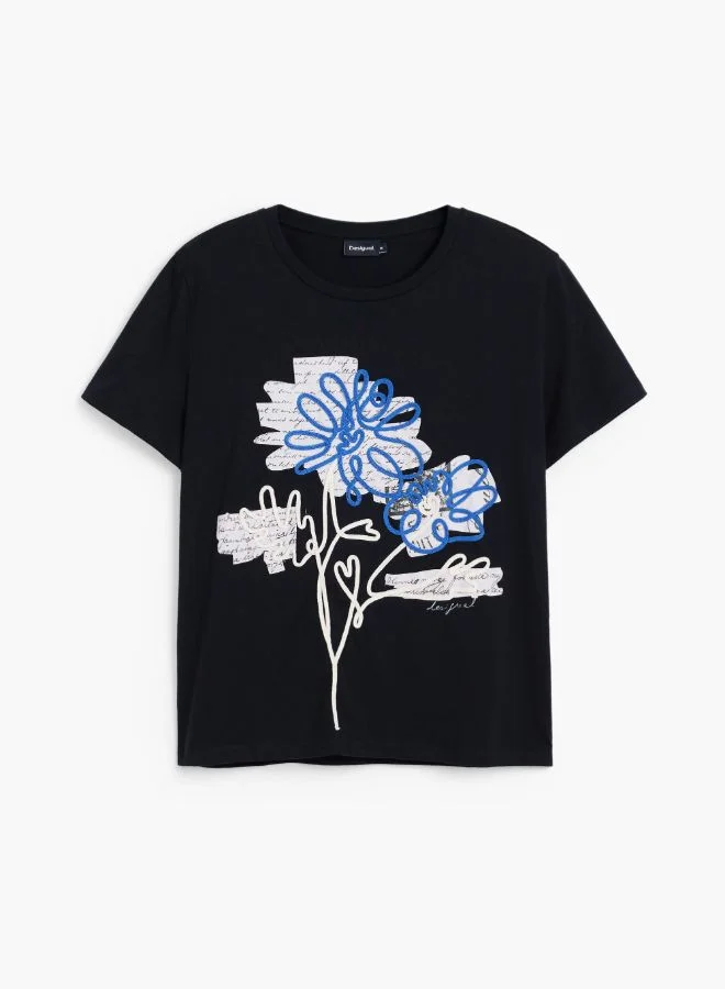 DESIGUAL Floral lace T-shirt