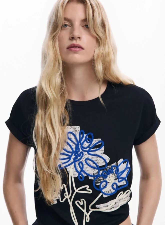 DESIGUAL Floral lace T-shirt