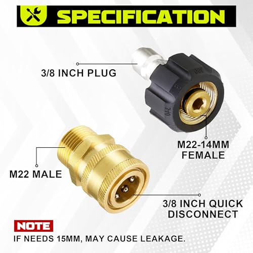 M MINGLE Ultimate Pressure Washer Adapter Set, Quick Disconnect Kit, M22 Swivel to 3/8 Inch Quick Connect, 3/4 Inch to Quick Release, 8-Pack - Image 3