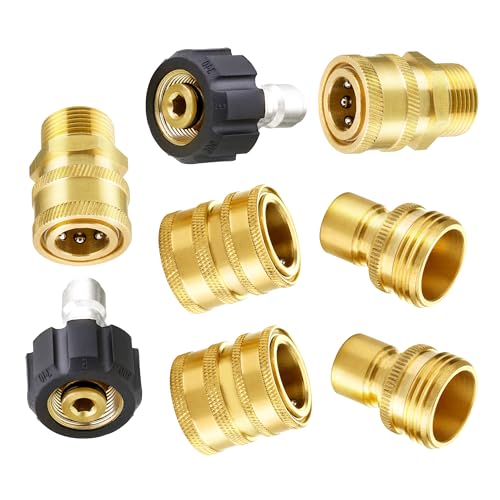 M MINGLE Ultimate Pressure Washer Adapter Set, Quick Disconnect Kit, M22 Swivel to 3/8 Inch Quick Connect, 3/4 Inch to Quick Release, 8-Pack - Image 1