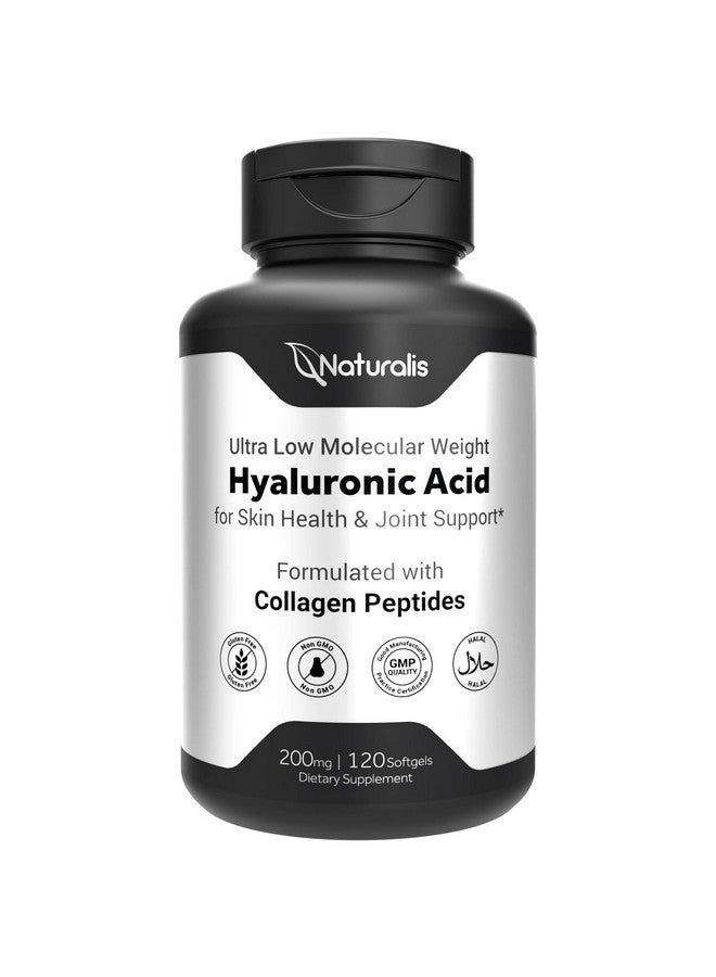 Naturalis Hyaluronic Acid 200Mg 10X Better Absorption Ultra Low Molecular Weight With Collagen Biotin Selenium & Vitamin E ; Hair Skin Nails & Joint Supplements ; 120 Softgels - Image 2