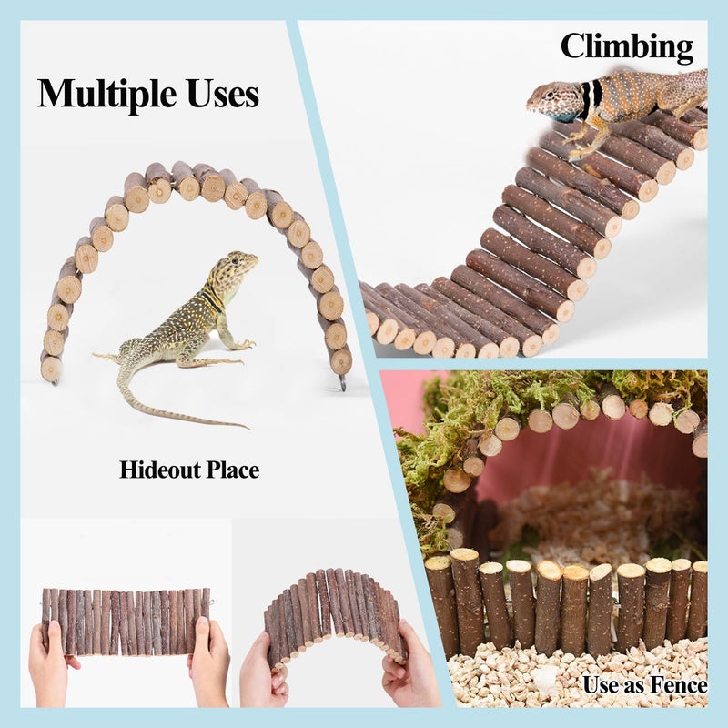 RUNANIA Crested Gecko Tank Accessories，Reptile Vines Plants with Coconut Shell Ladder Hideout Hermit Crab Decor for Bearded Dragon Lizard Chameleon Tortoise Snake - Image 3