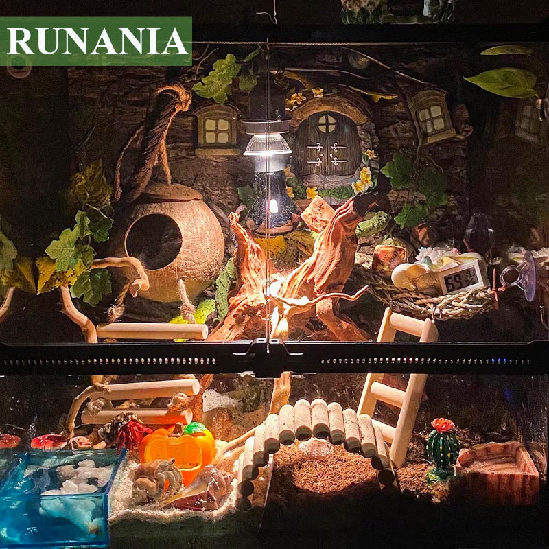 RUNANIA Crested Gecko Tank Accessories，Reptile Vines Plants with Coconut Shell Ladder Hideout Hermit Crab Decor for Bearded Dragon Lizard Chameleon Tortoise Snake - Image 4