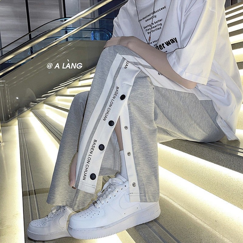 سروال رياضي ملون مخطط للرجال باللون الأسود - Image 3