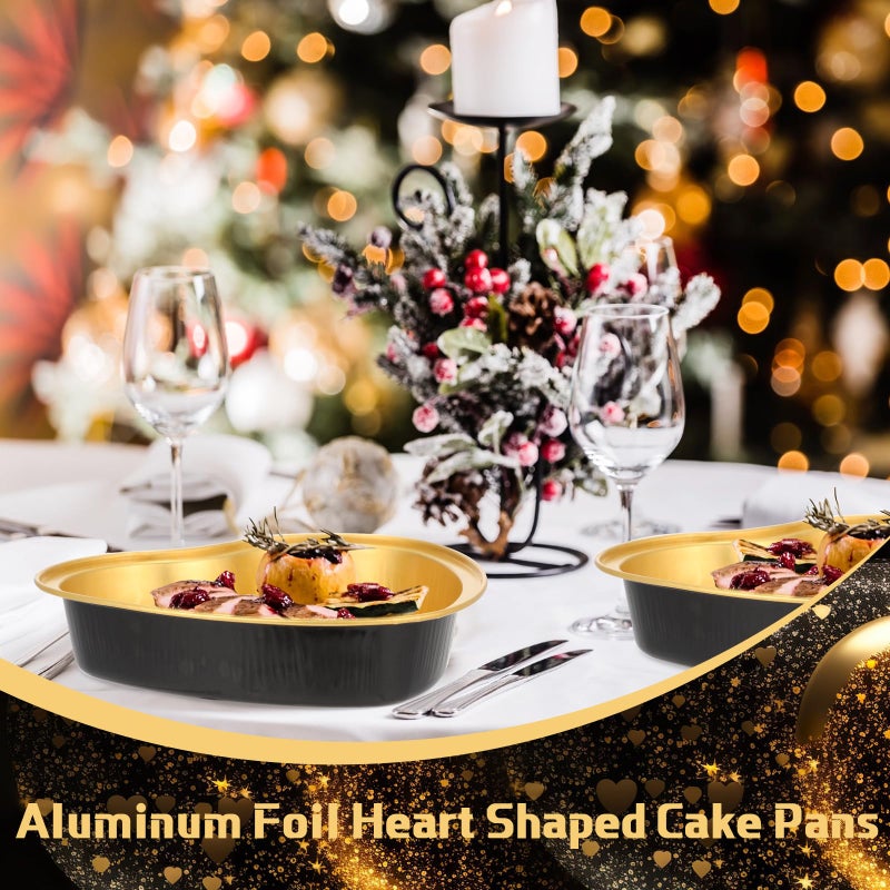 Fainne 20 Sets Mother's Day 5" Aluminum Foil Heart Shaped Cake Pans with Clear Lids 225 ml/ 7.92 oz Heart Cake Pan Mini Mother's Day Containers Disposable Dessert Baking Containers (Multicolor) - Image 4