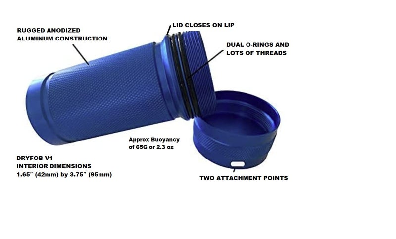 DRYFOB Waterproof PLB or Car Key Container, Case, Holder for Scuba Diving and Watersports, Rugged Aluminum, Rated to 1,200ft (365m) - Image 3