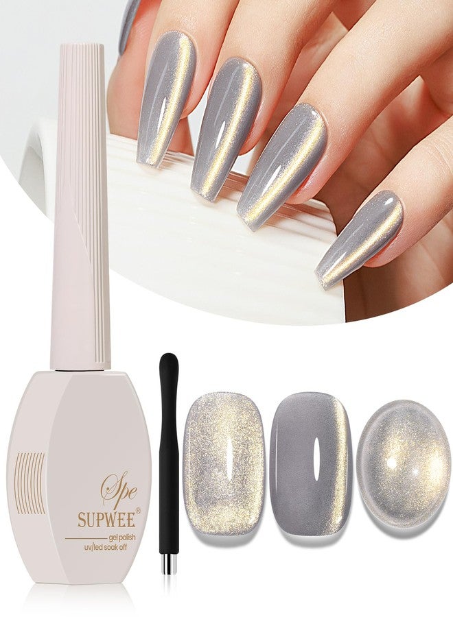 SUPWEE Cat Eye Gel Nail Polish, Glitter Cateye Gel Polish Magnetic Shimmer Gel Polish Holographic Cat Eye Effect with Magnet Soak Off U V Gel Salon DIY at Home, 0.5 OZ - Image 1