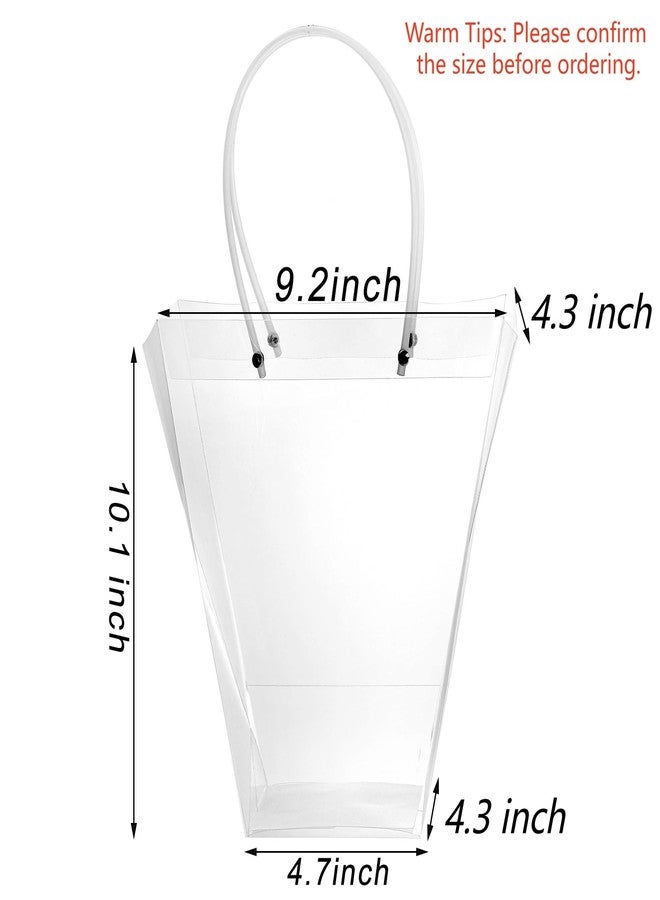 SOUJOY 10 Pack Clear Flower Bouquet Bags, Gift Bags with Long Handles, Party Floral Packing Wrap Bag for Valentine Day, Birthdays, Mother's Day, Father’s Day, Wedding, Anniversary, Housewarming - Image 2