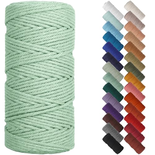NOANTA Sage Macrame Cord 3mm x 109yards Colored Macrame Rope Cotton Rope Macrame Yarn Colorful Cotton Craft Cord for Wall Hanging Plant Hangers Crafts Knitting - Image 1