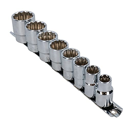 AB Tools 1/2" Drive Socket British Whitworth BSW Imperial Sizes 8pc Shallow Set TE079 - Image 1