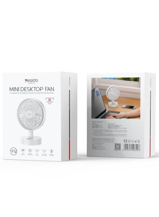 Yesido - Yesido YF12 5W Type-C Charging Desktop Wired Fan - Image 1