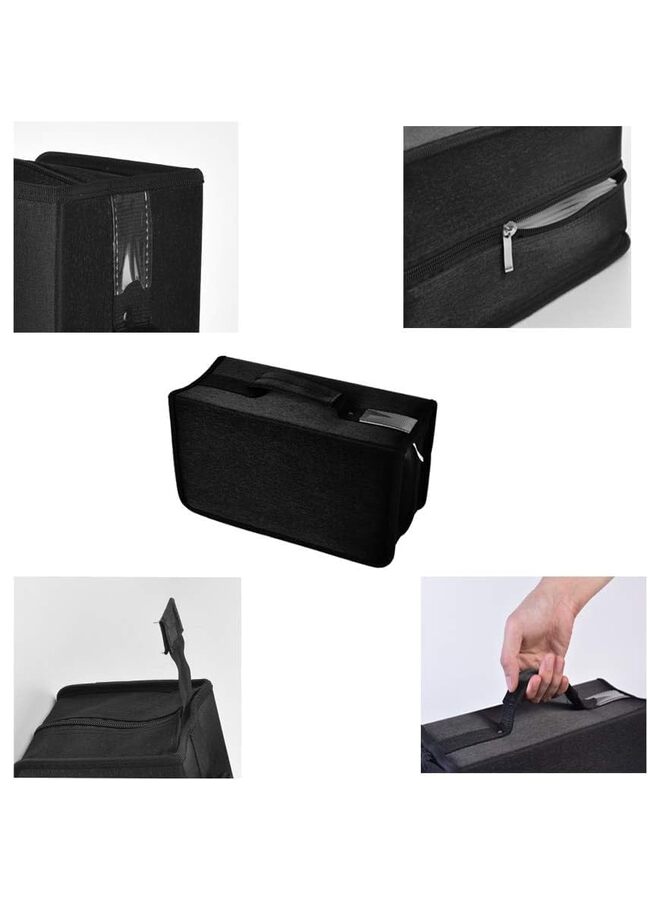 حافظة أقراص مضغوطة، سعة 400 قرص DVD من النايلون، حافظة واقية لحامل أقراص مضغوطة محمولة، حقيبة منظمة لتخزين الأقراص للسيارة والمنزل (المقاس: أسود) - Image 2