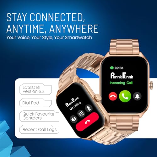 PunnkFunnk H18 Smartwatch for Men & Women | 2.01" HD Full Display | Bluetooth Calling Watch with Heart Rate | Sleep Monitor | 100+ Sports Modes | Long Battery Life | IP67 Fitness Watch- (Metal Gold) - Image 3