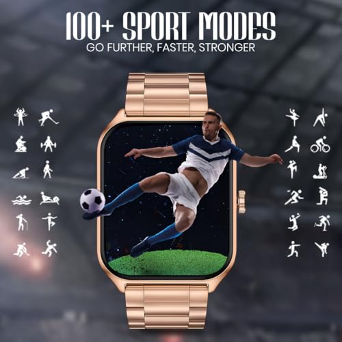 PunnkFunnk H18 Smartwatch for Men & Women | 2.01" HD Full Display | Bluetooth Calling Watch with Heart Rate | Sleep Monitor | 100+ Sports Modes | Long Battery Life | IP67 Fitness Watch- (Metal Gold) - Image 5