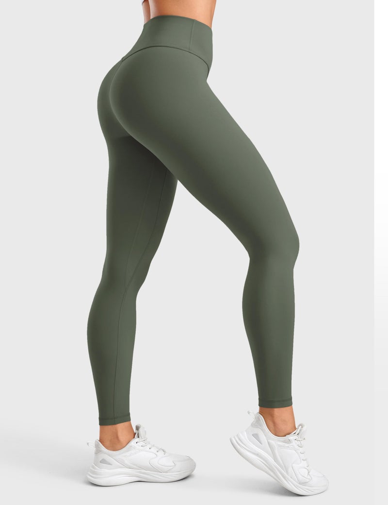 INGIA Womens High Waisted No Front Seam Lounge Yoga Legging 25" Workout Tummy Control Gym Yoga Pants Moss Pop Small - Image 4